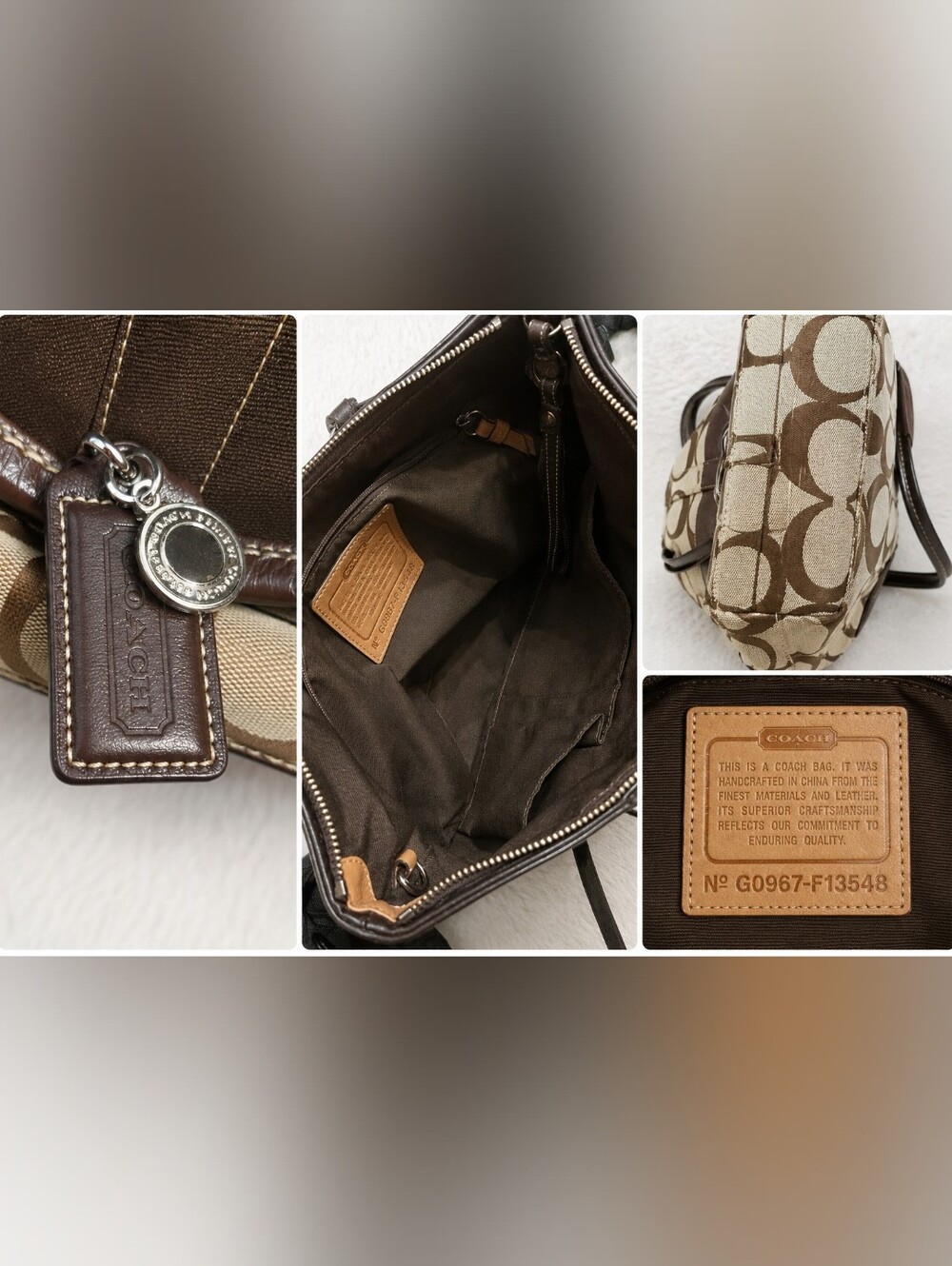 Coach Signature Jacquard Tote F13548 – Brown/Khaki